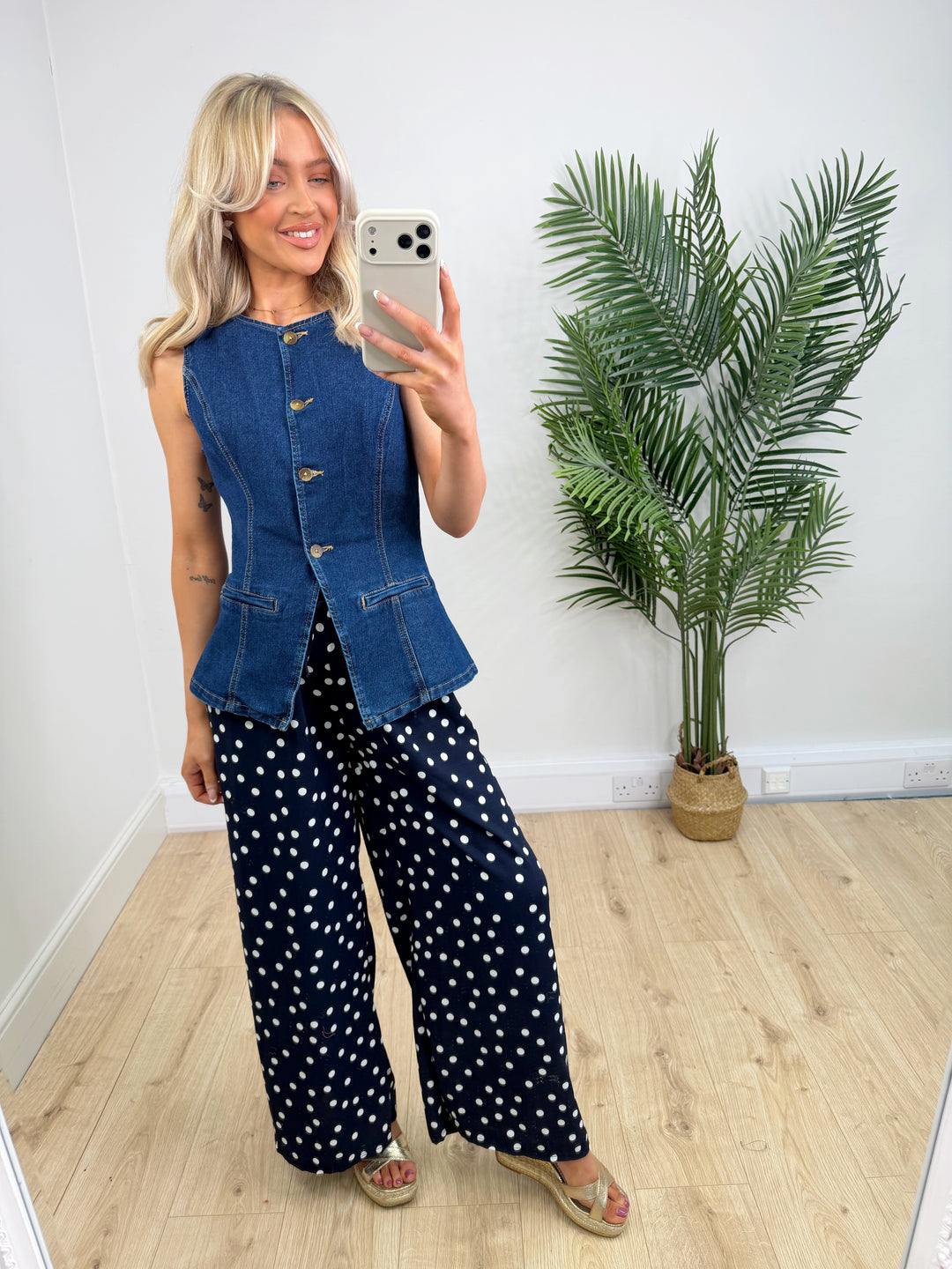 Denim Waist Coat - Dark Wash