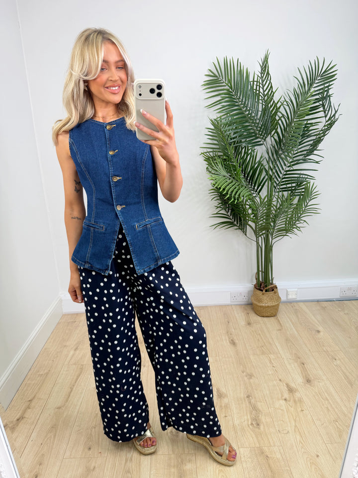 Denim Waist Coat - Dark Wash