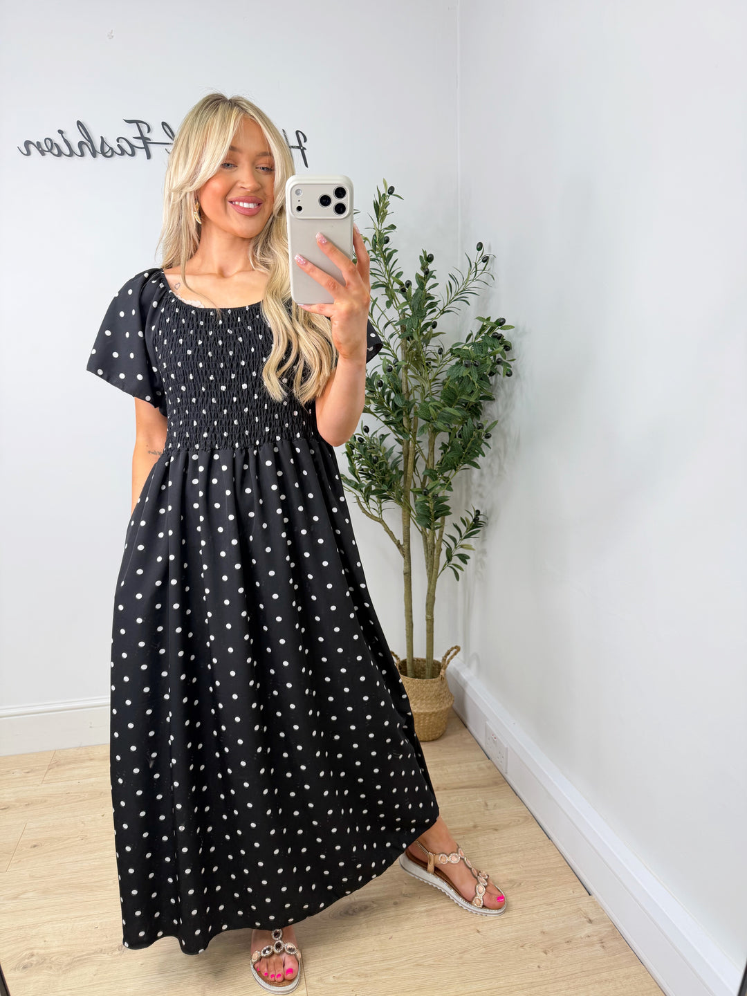 Cassidy Polka Dot Dress - Black
