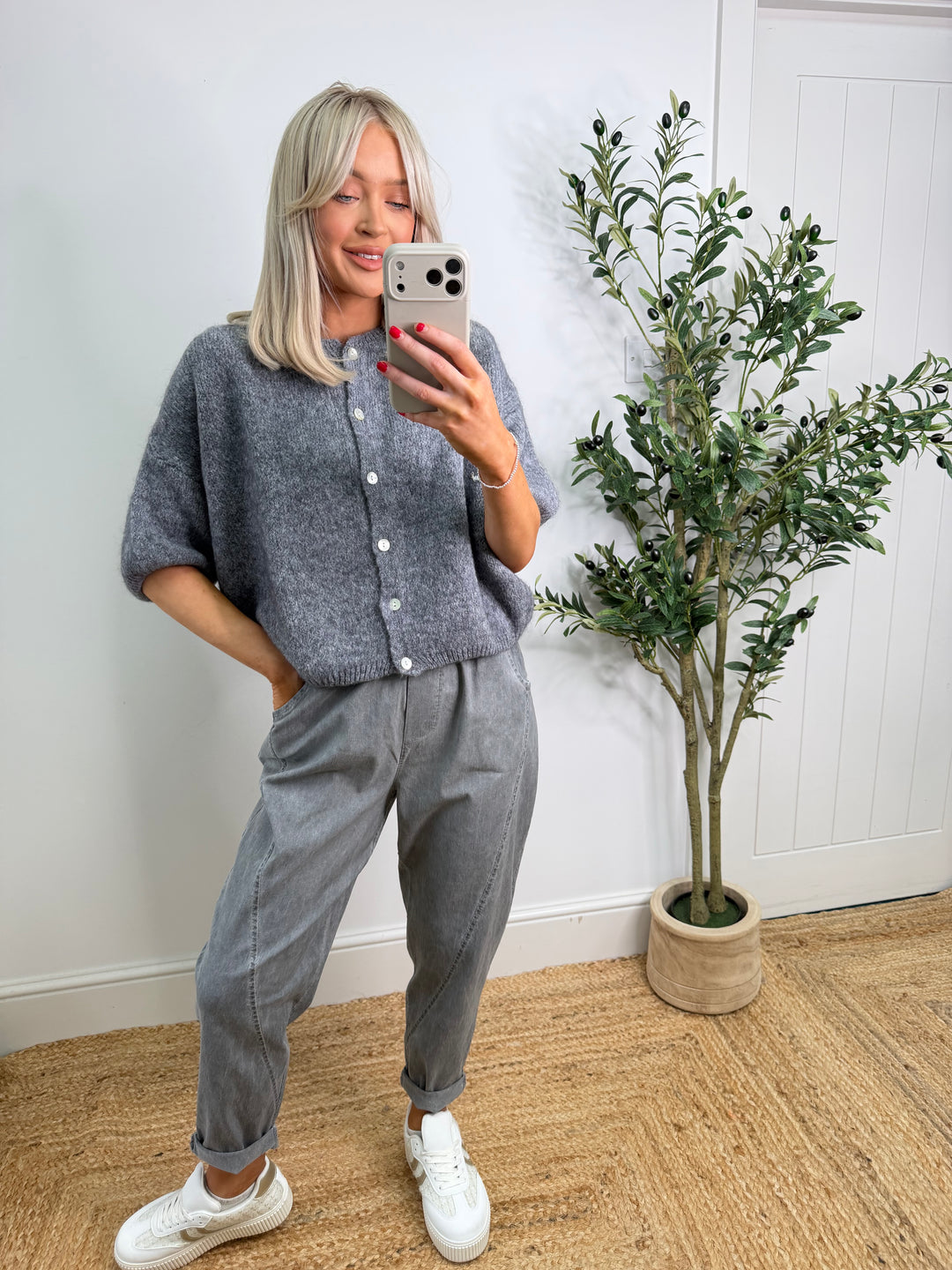 Kassia Cardigan - Grey Short Sleeve