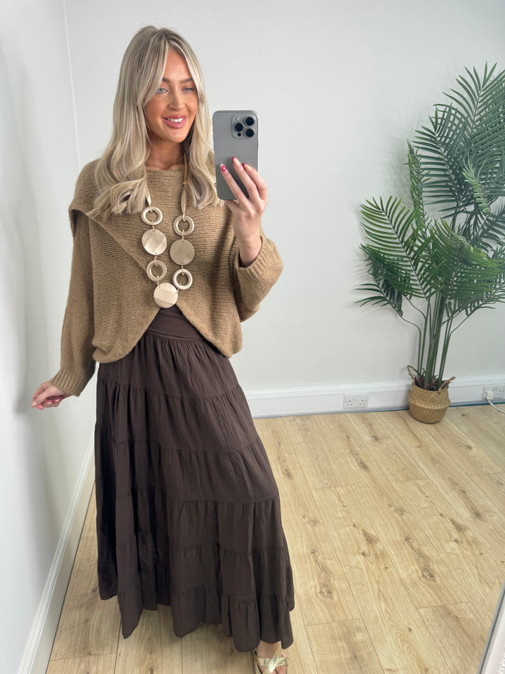 Ava Cross Over Knit - Camel