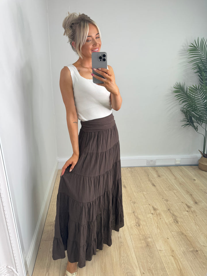 Indiah Tierred Skirt - Chocolate
