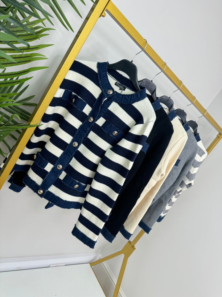 Freya Stripe Jacket - Navy