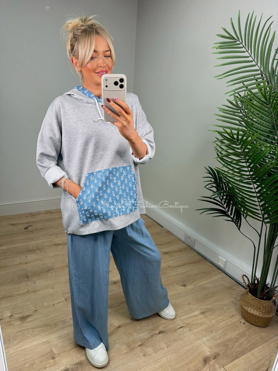 Skye Denim Hoodie - Grey