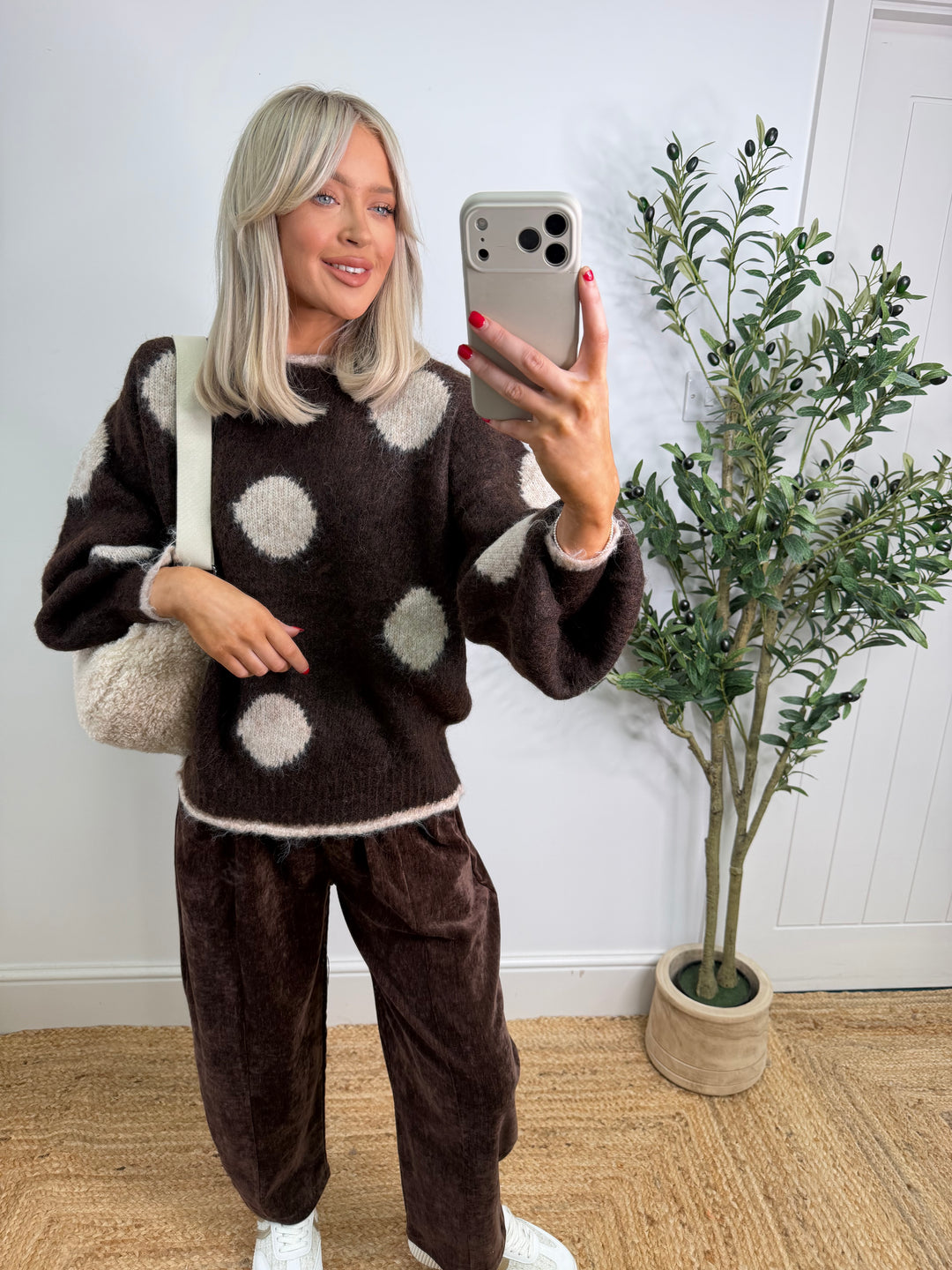 Reagan Spot Knit - Chocolate