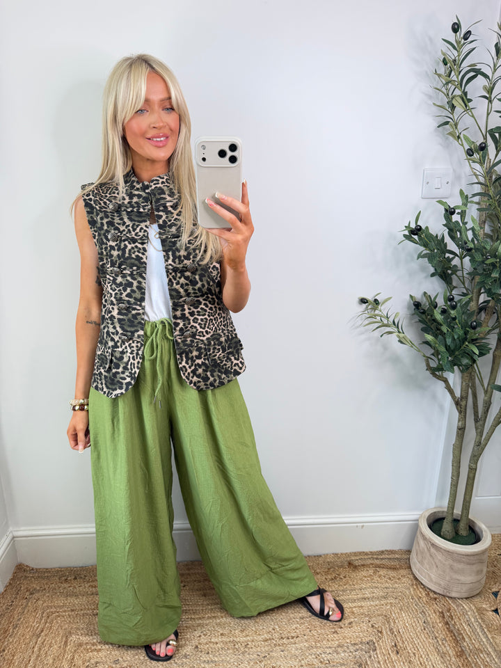 Indiah Wide Leg Trousers - Lime