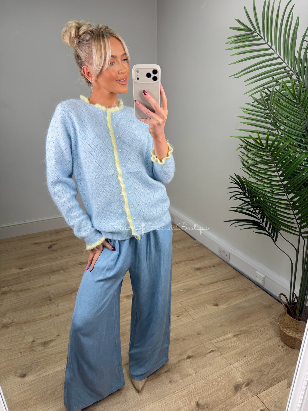 Ashley Cardigan - Baby Blue & Lemon