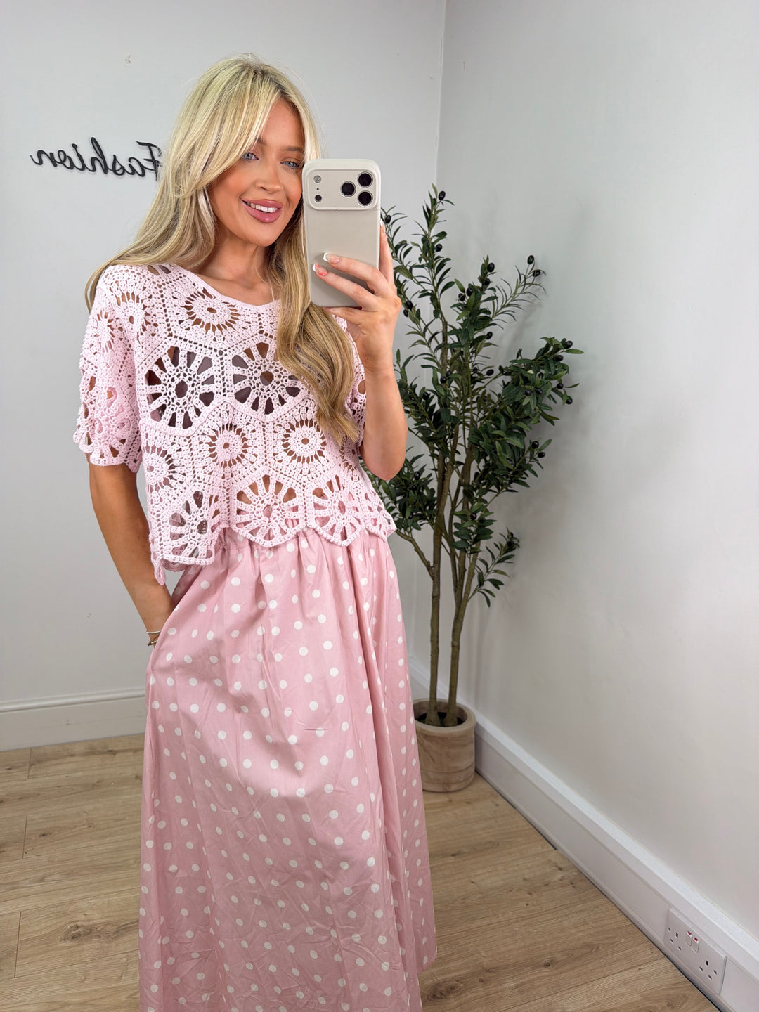 Louisa Crochet Top - Pink
