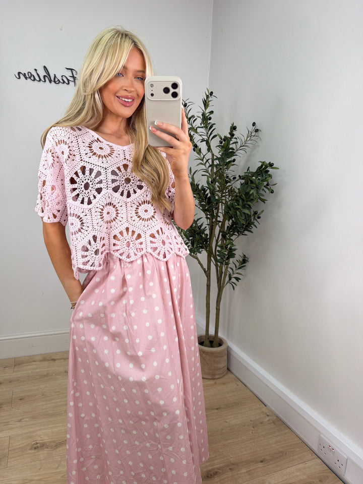 Louisa Crochet Top - Pink