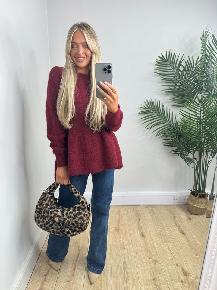 Bianca Peplum Knit - Burgundy