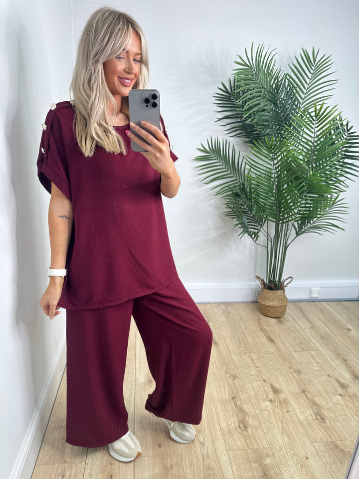 Button Coord - Burgundy