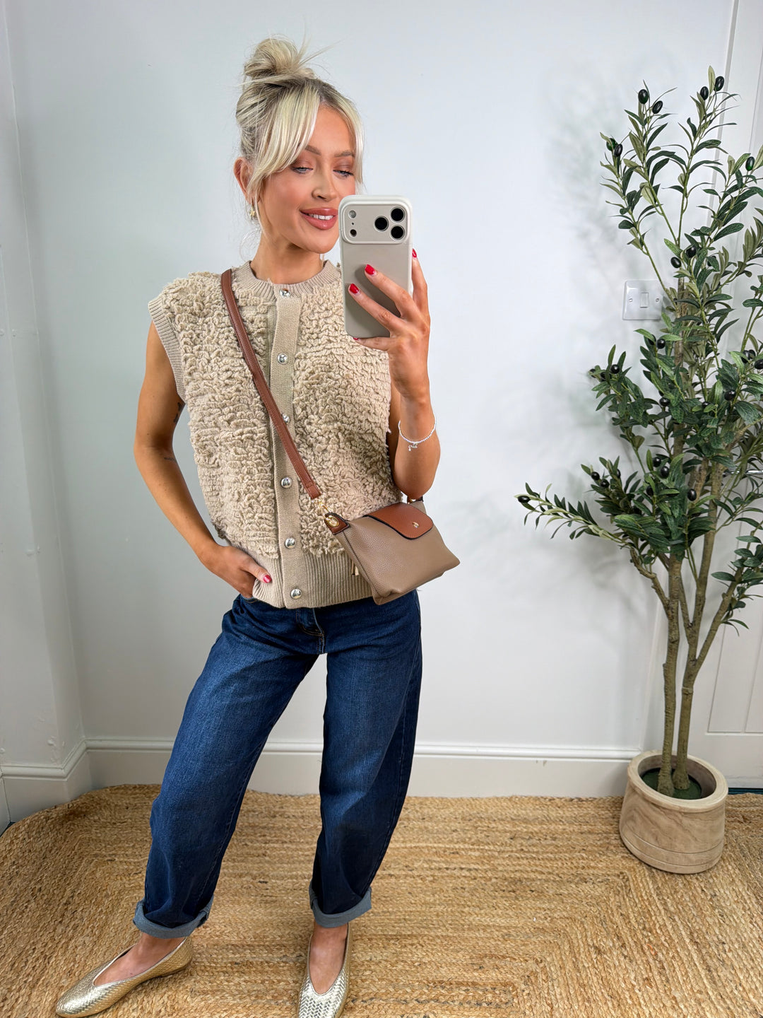 Eloise Knitted Top - Beige
