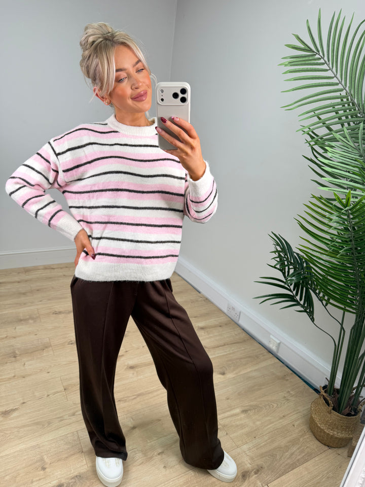 Melanie Knit - Pink & Chocolate