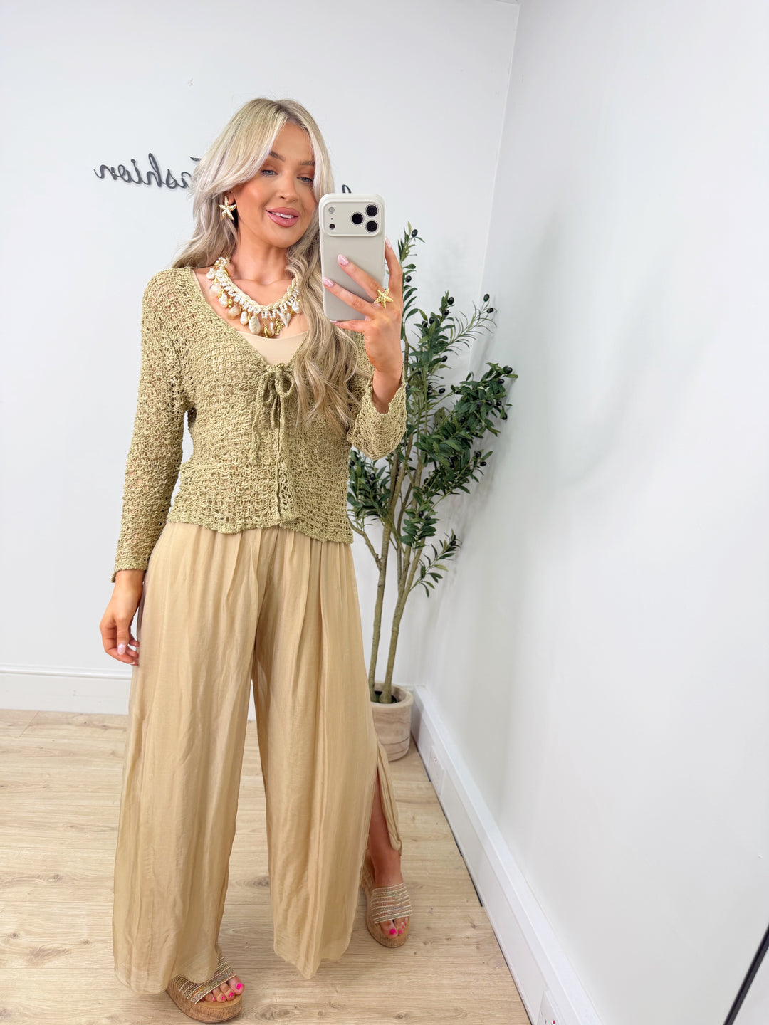 Silk Floaty Trousers - Caramel