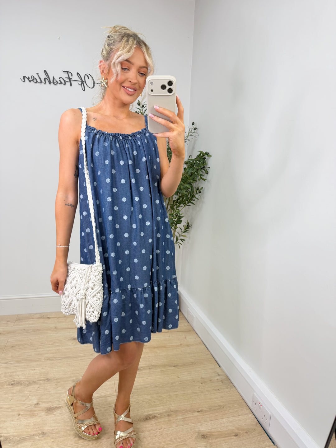 Chambray Dottie Dress - Dark Wash