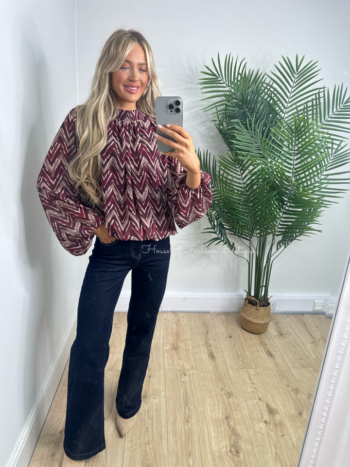 Lucie Bubble Hem Top - Burgundy