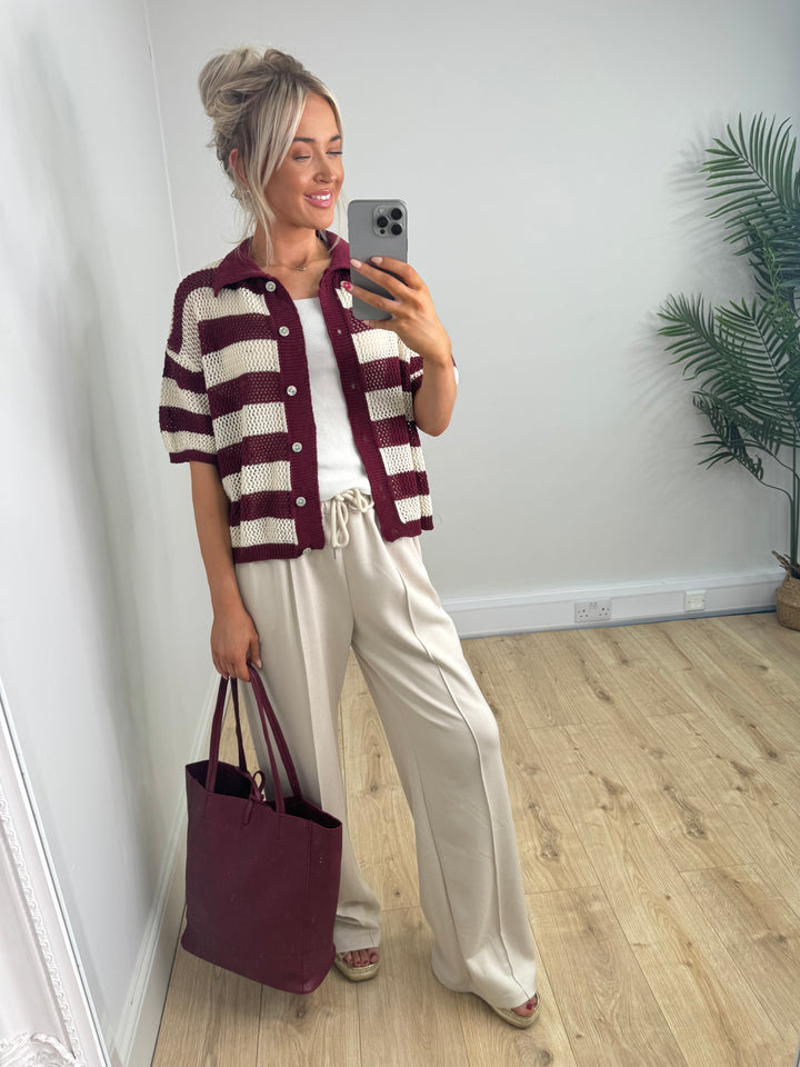 Mindy Crochet Shirt - Burgundy