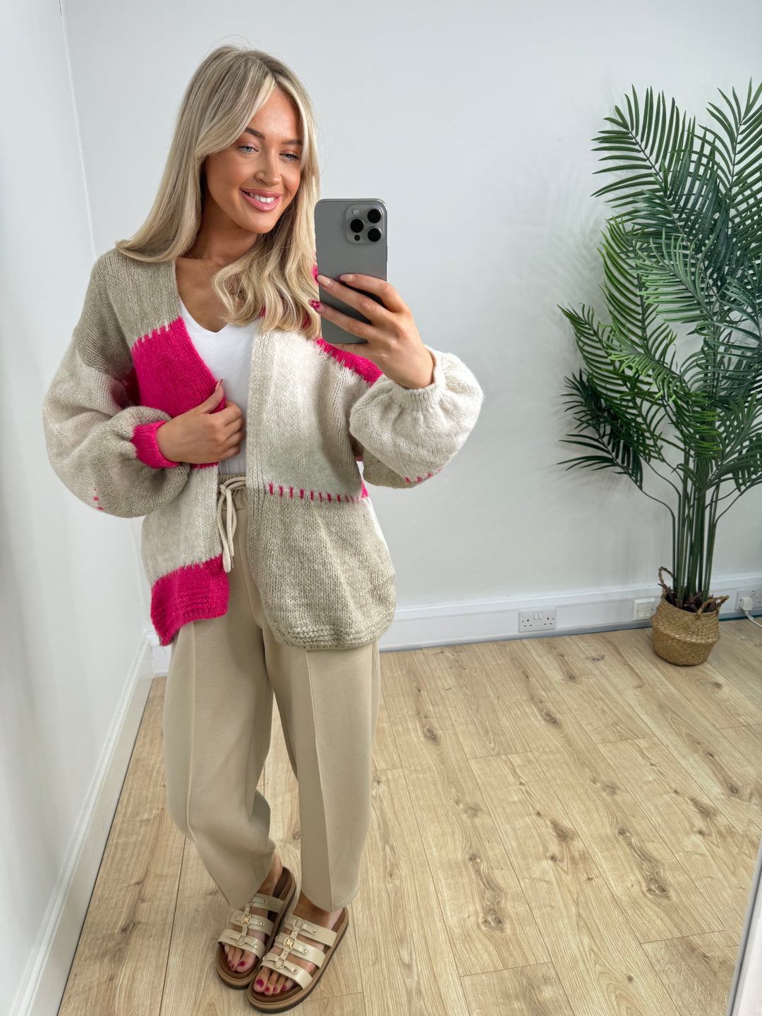 Patchwork Cardigan - Pink