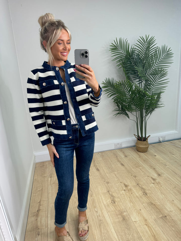 Freya Stripe Jacket - Navy