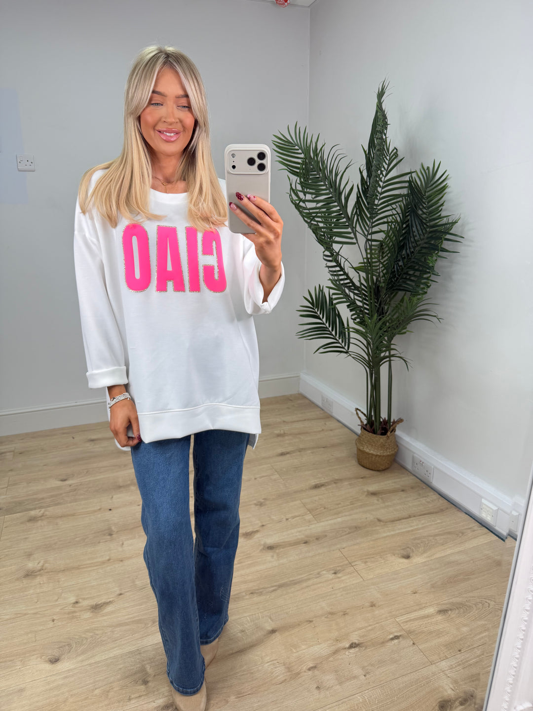 Ciao Slogan Sweatshirt - White