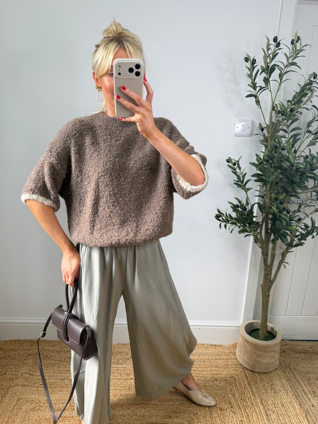 Mila Popcorn Knit - Chocolate & Cream
