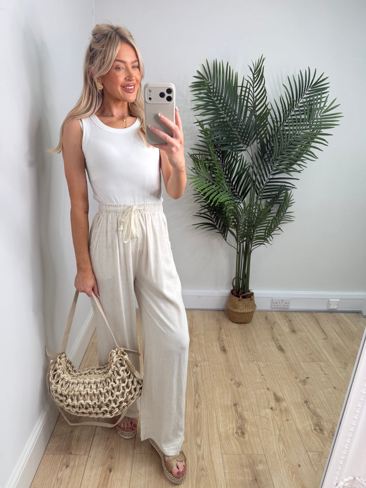 Cindy Linen Trousers - Cream