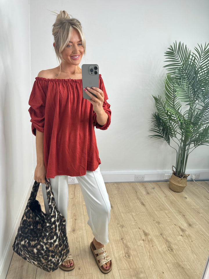 Elana Bardot Top - Rust