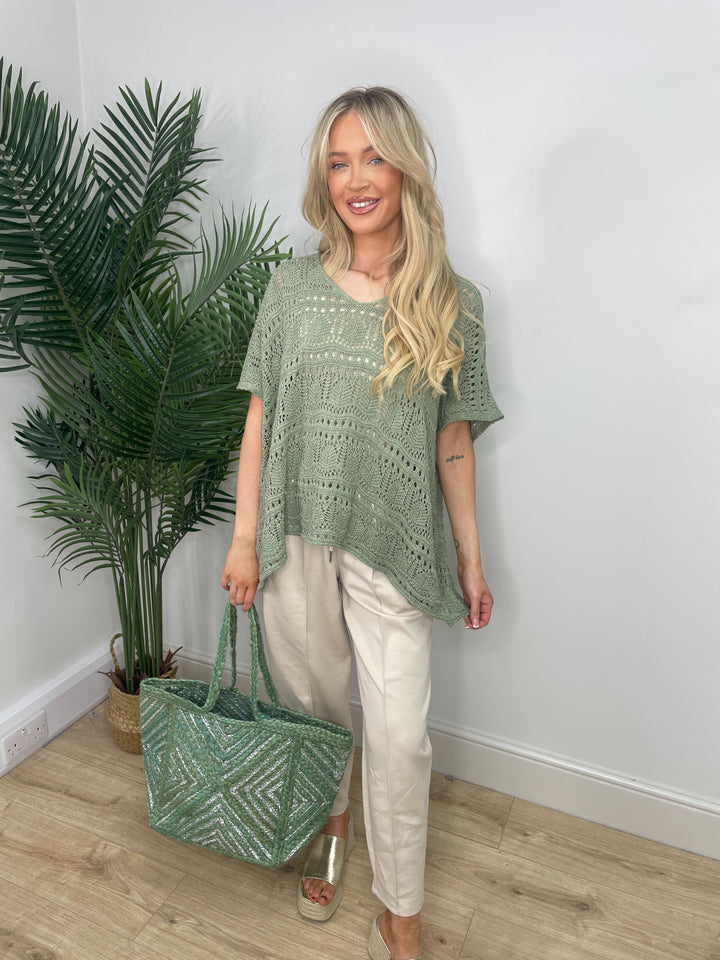 Haley Crochet Top - Khaki