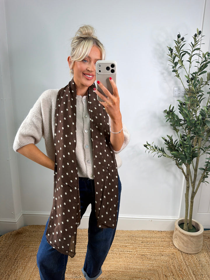 Polka Dot Scarf - Chocolate
