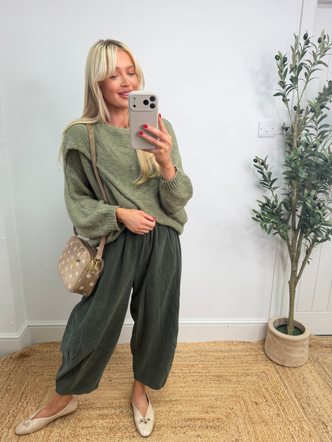 Ava Cross Over Knit - Khaki
