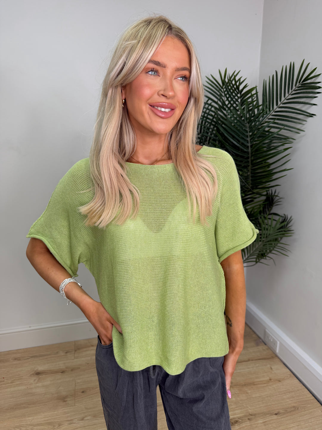 Cleo Crochet Top - Lime