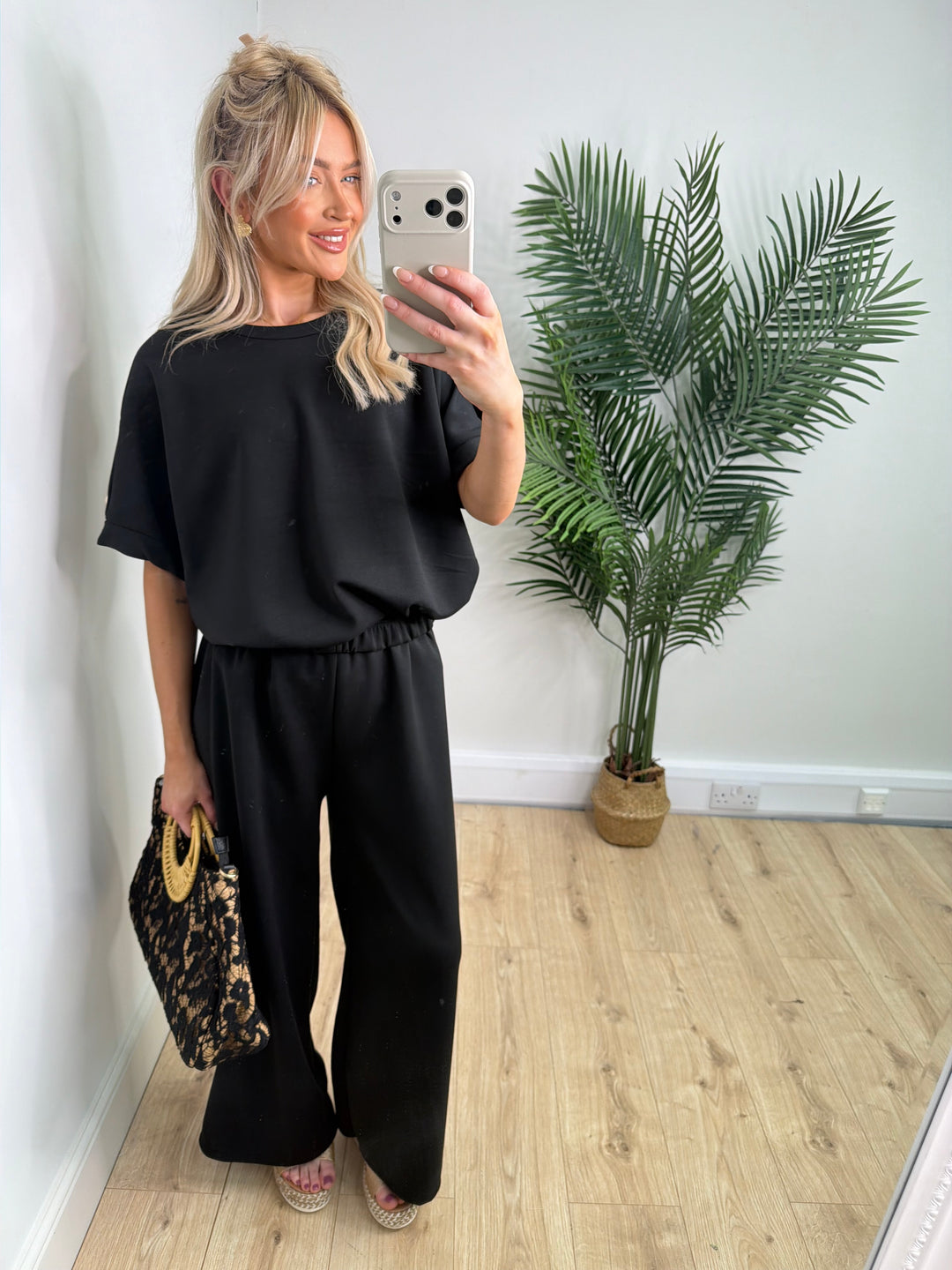 Claudia Button Two Piece Set - Black