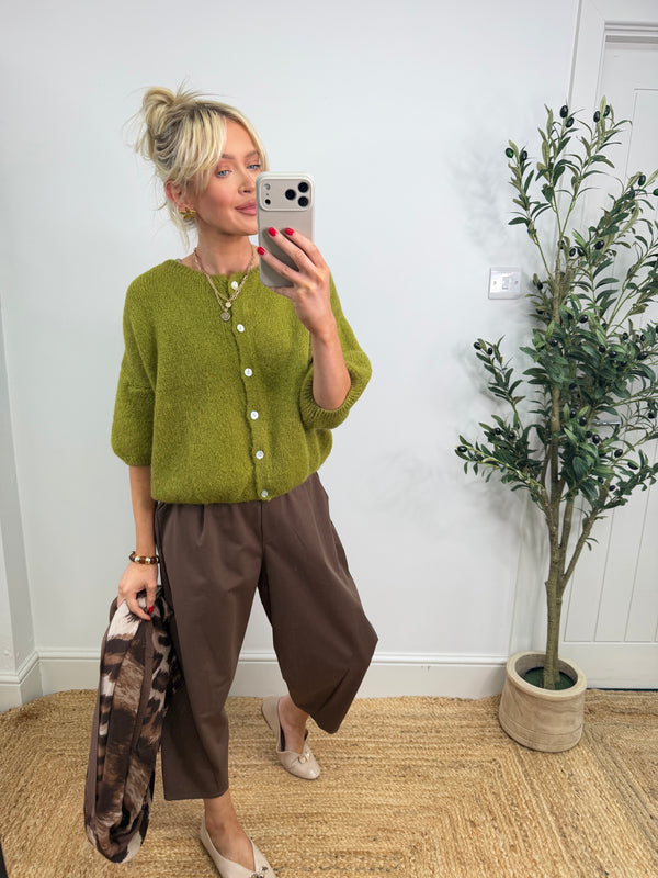 Kassia Cardigan - Lime Short Sleeve