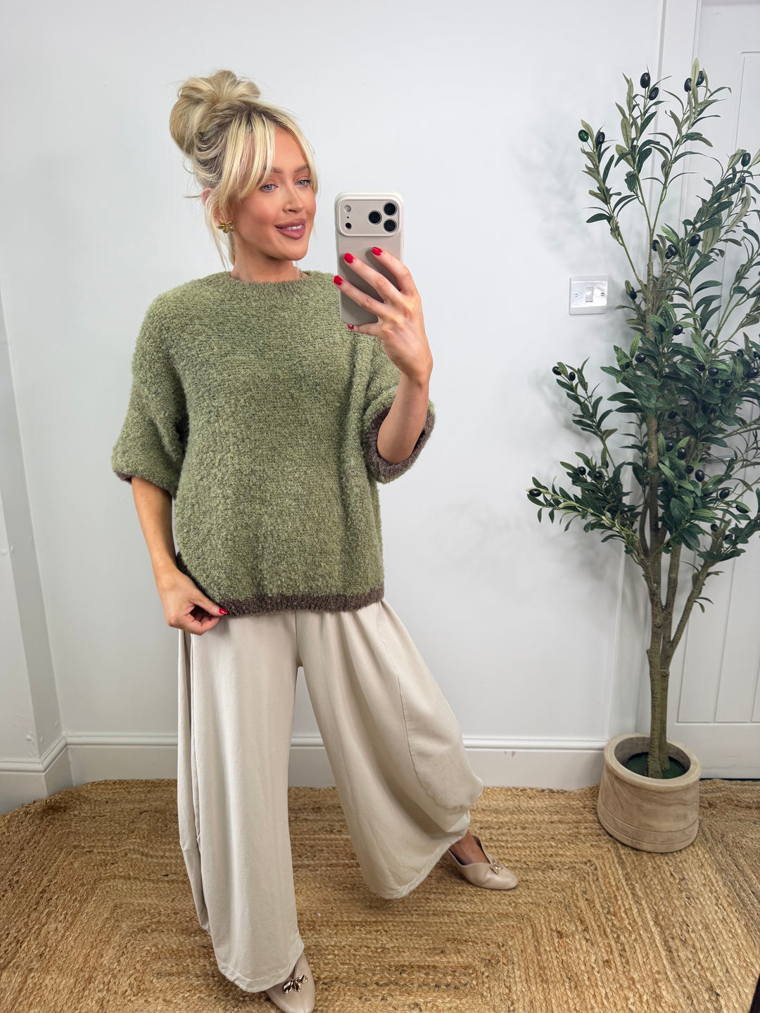 Mila Popcorn Knit - Pistachio & Chocolate