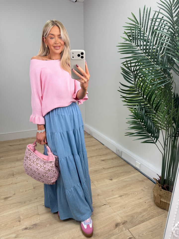 Chambray Skirt - Lightwash