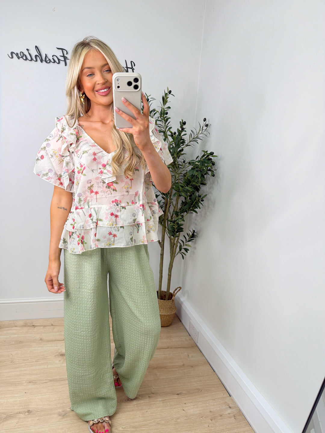 Roxy Plain Trousers - Sage