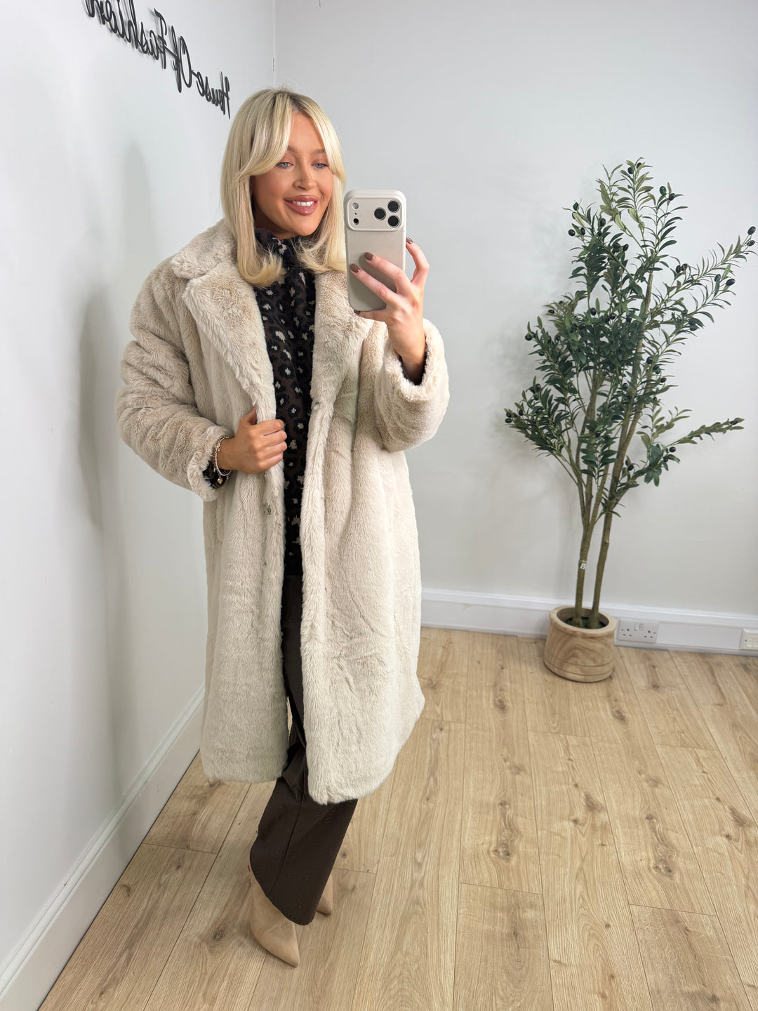 Josie Faux Fur Coat - Cream