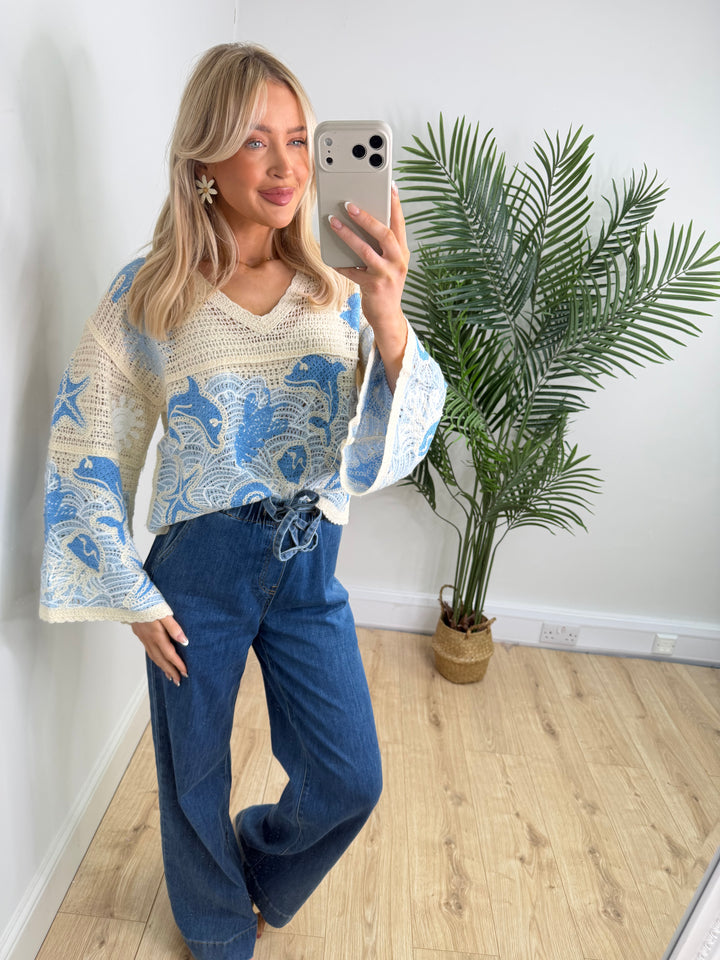 Seashell Crochet Top - Baby Blue