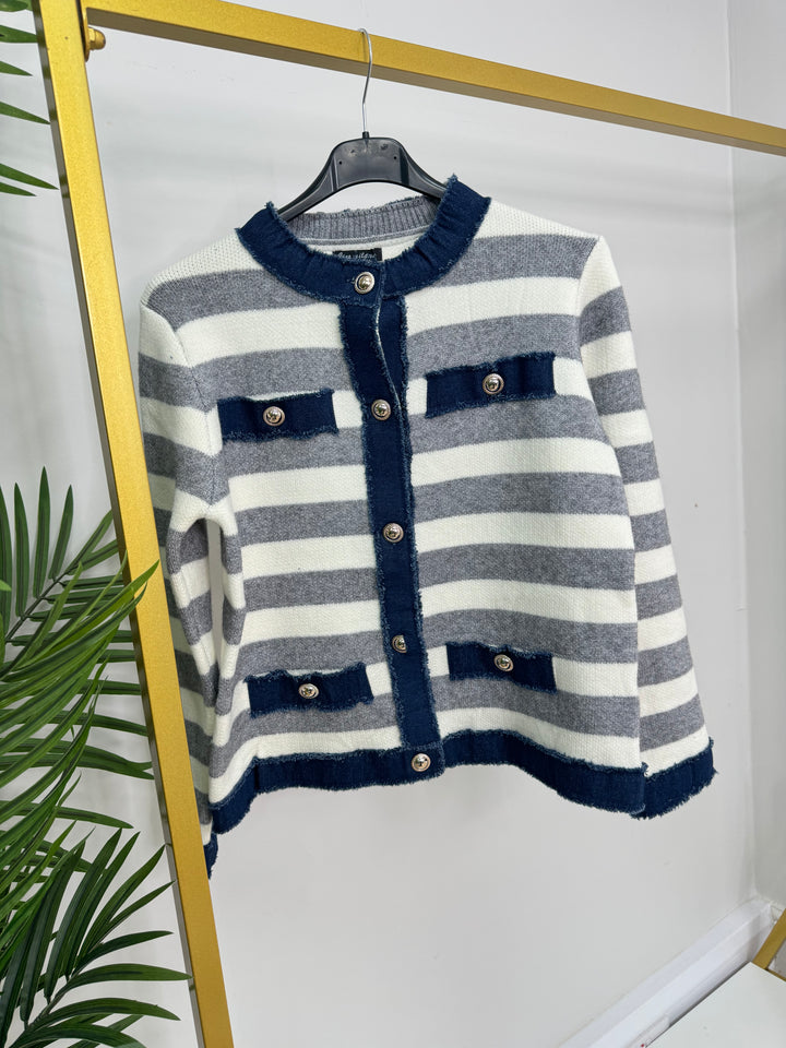 Freya Stripe Jacket - Grey