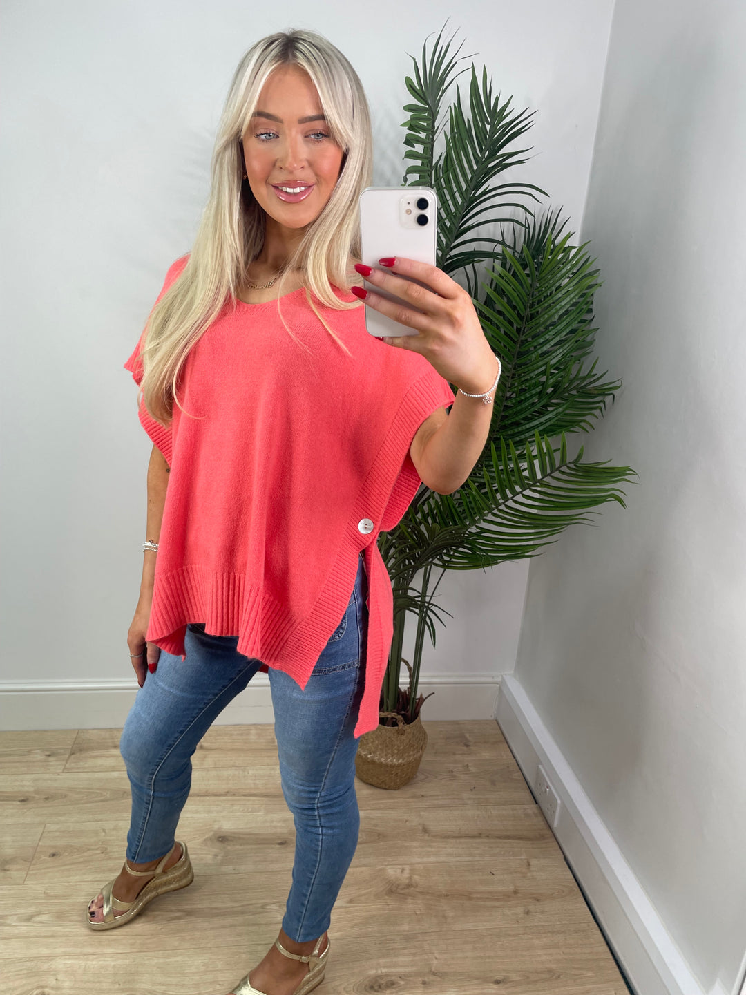 Pollie Knit Top - Coral