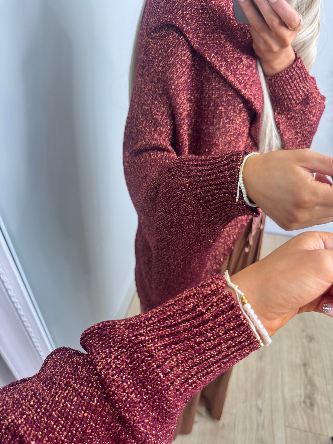 Lurex Cross Top -  Deep Red