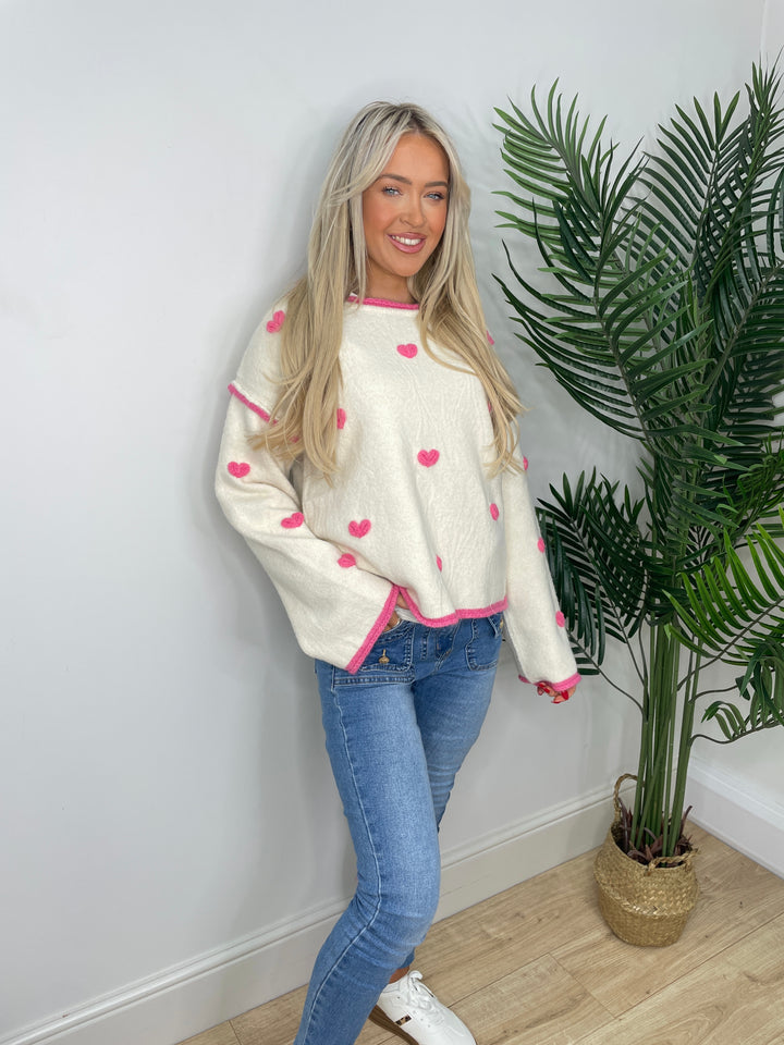 Lottie Heart Knit - Pink