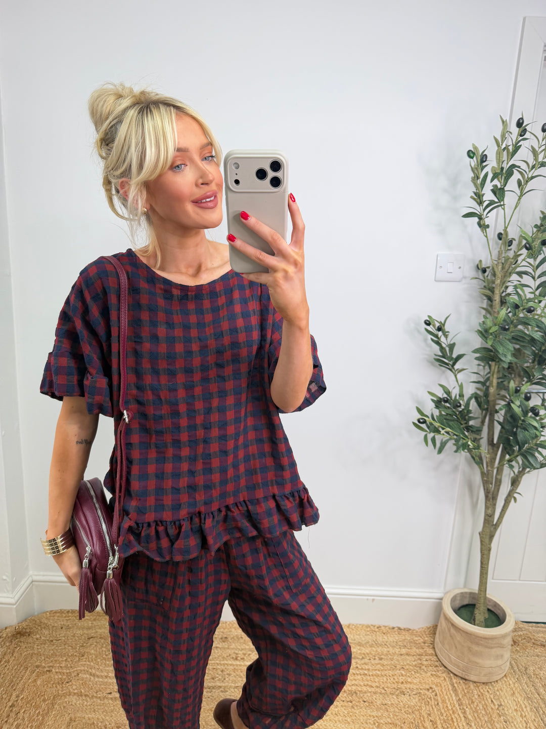 Delane Gingham Ruffle Top - S5