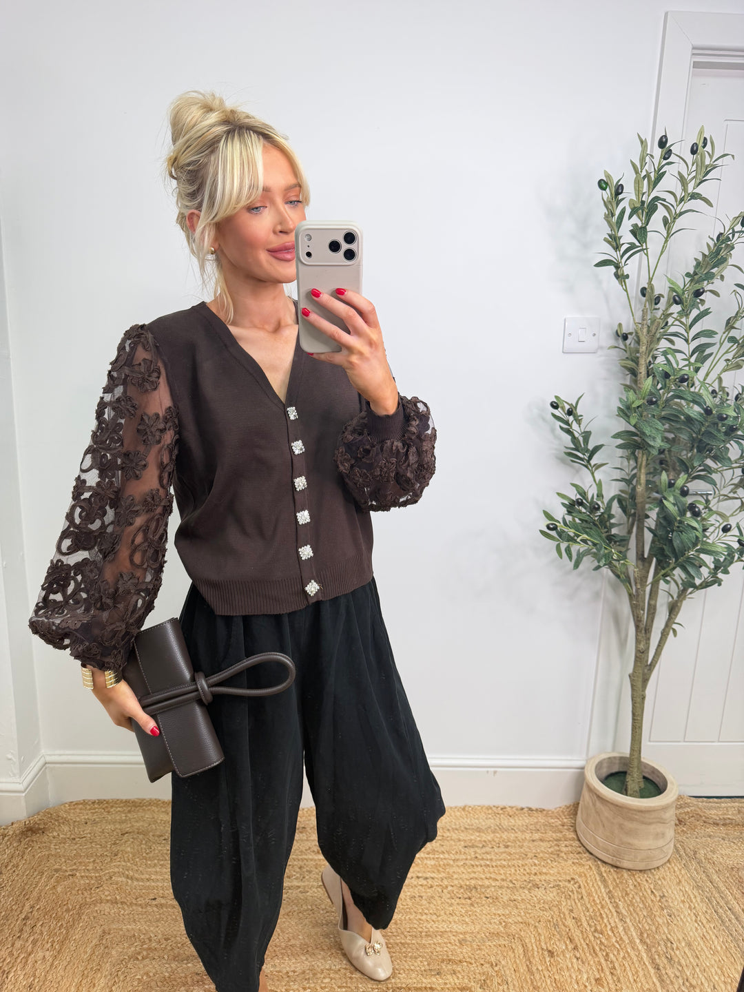 Missy Flower Top - Chocolate