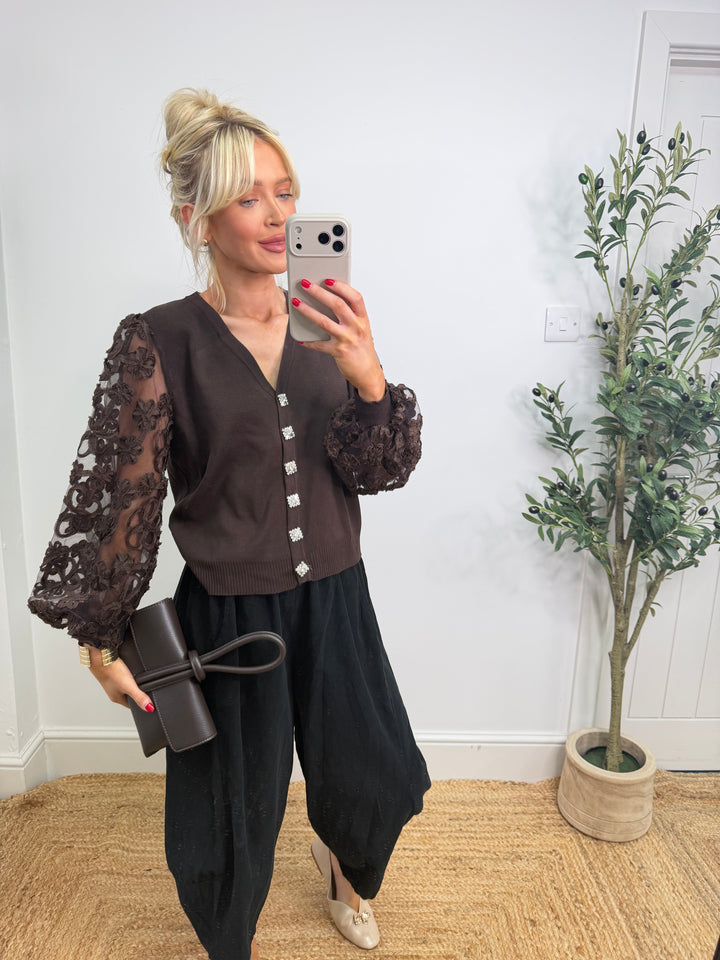 Missy Flower Top - Chocolate