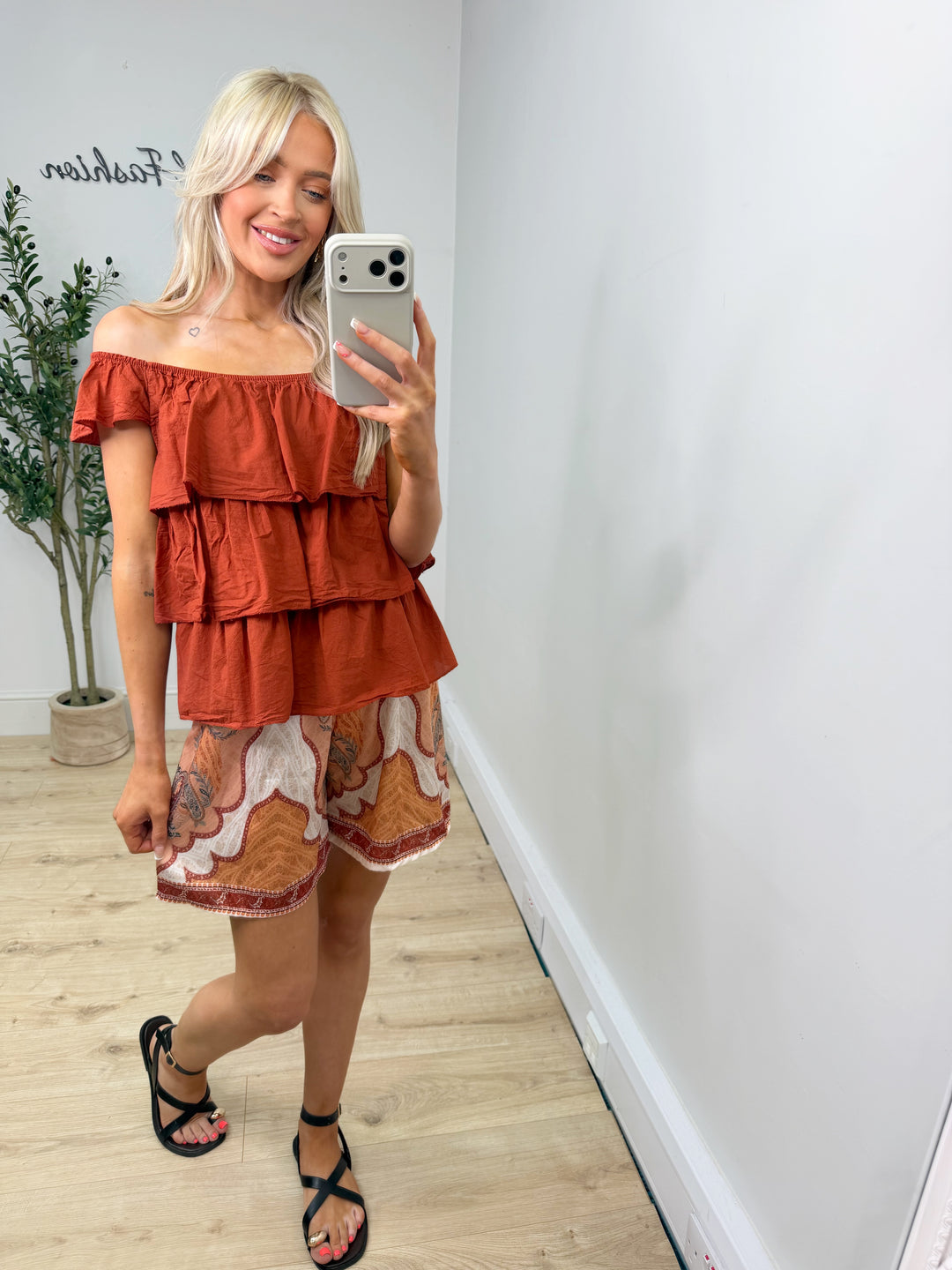 Piper Ruffle Top - Rust