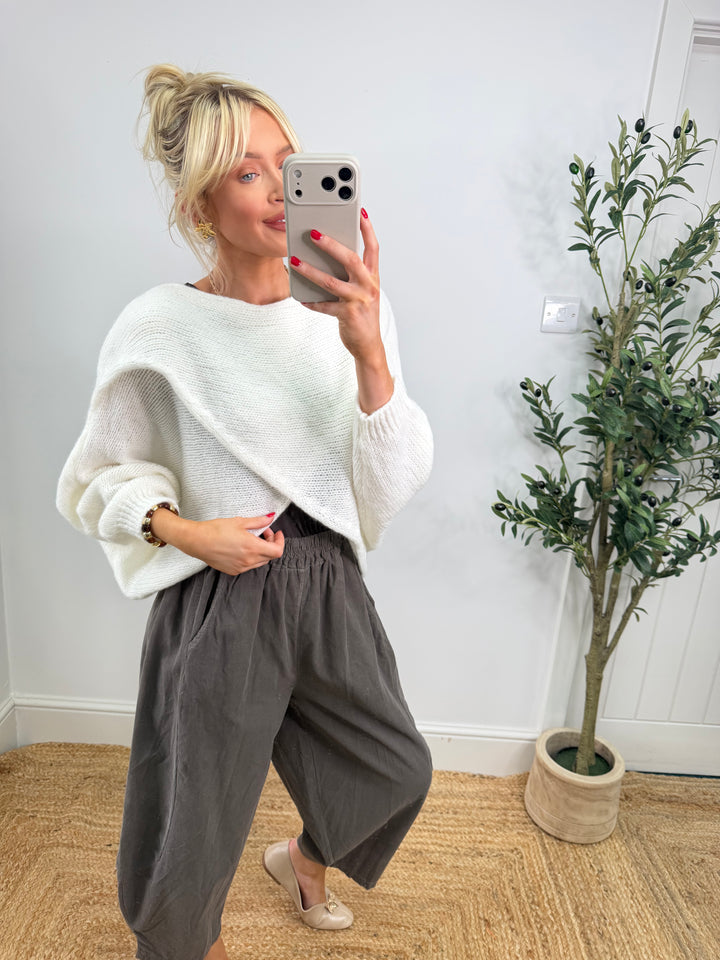 Ava Cross Over Knit - Cream