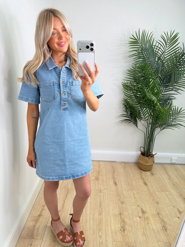 Sassy Denim Dress - Light Wash