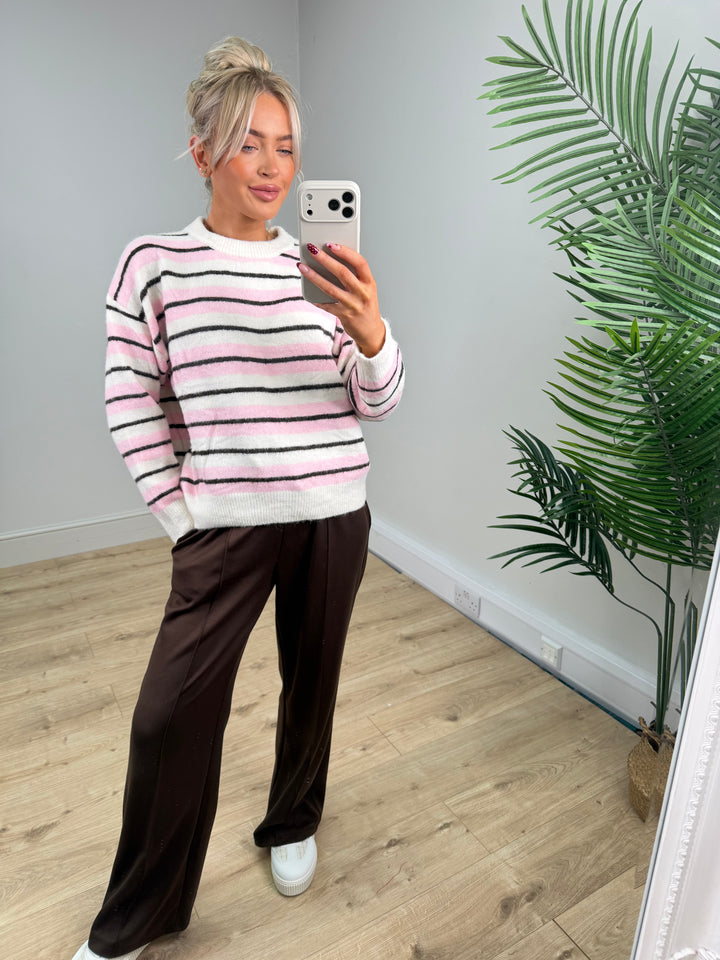 Melanie Knit - Pink & Chocolate