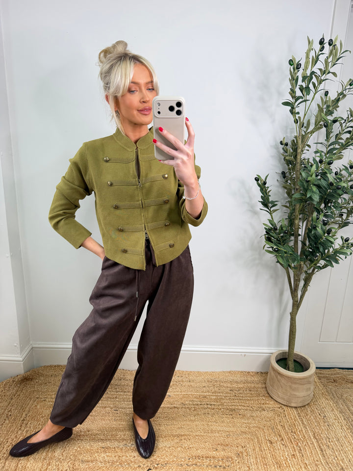 Bethany Military Knit Top - Lime